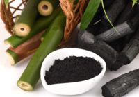 Bamboo charcoal burner and bamboo fresh in the basket and Bamboo charcoal powder.